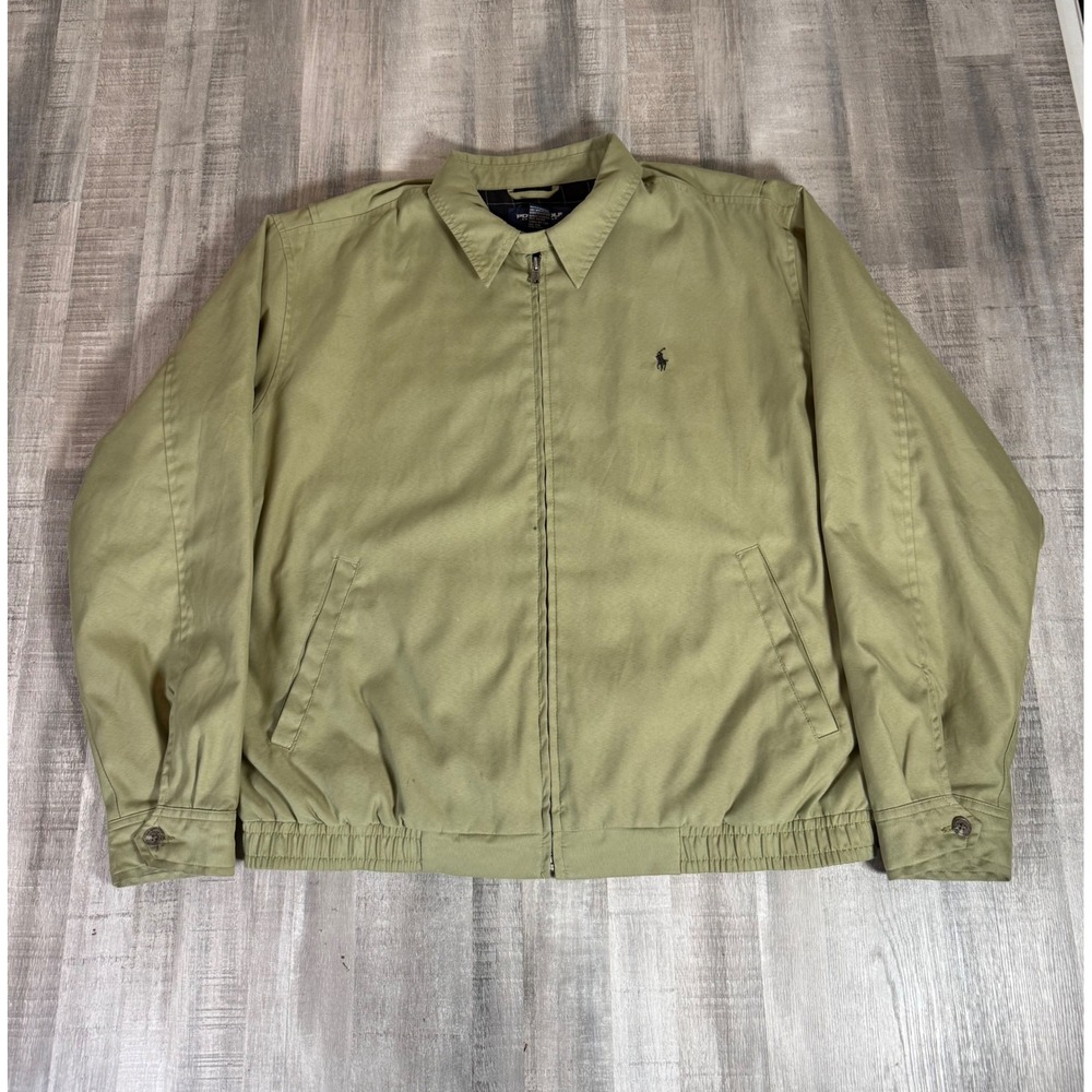 Polo Golf Ralph Lauren Mens Harrington Jacket Olive Green Full Zip Large Vtg